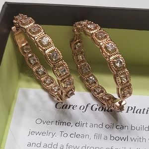 Morganite hoop earings, 18k rose gold over sterling silver